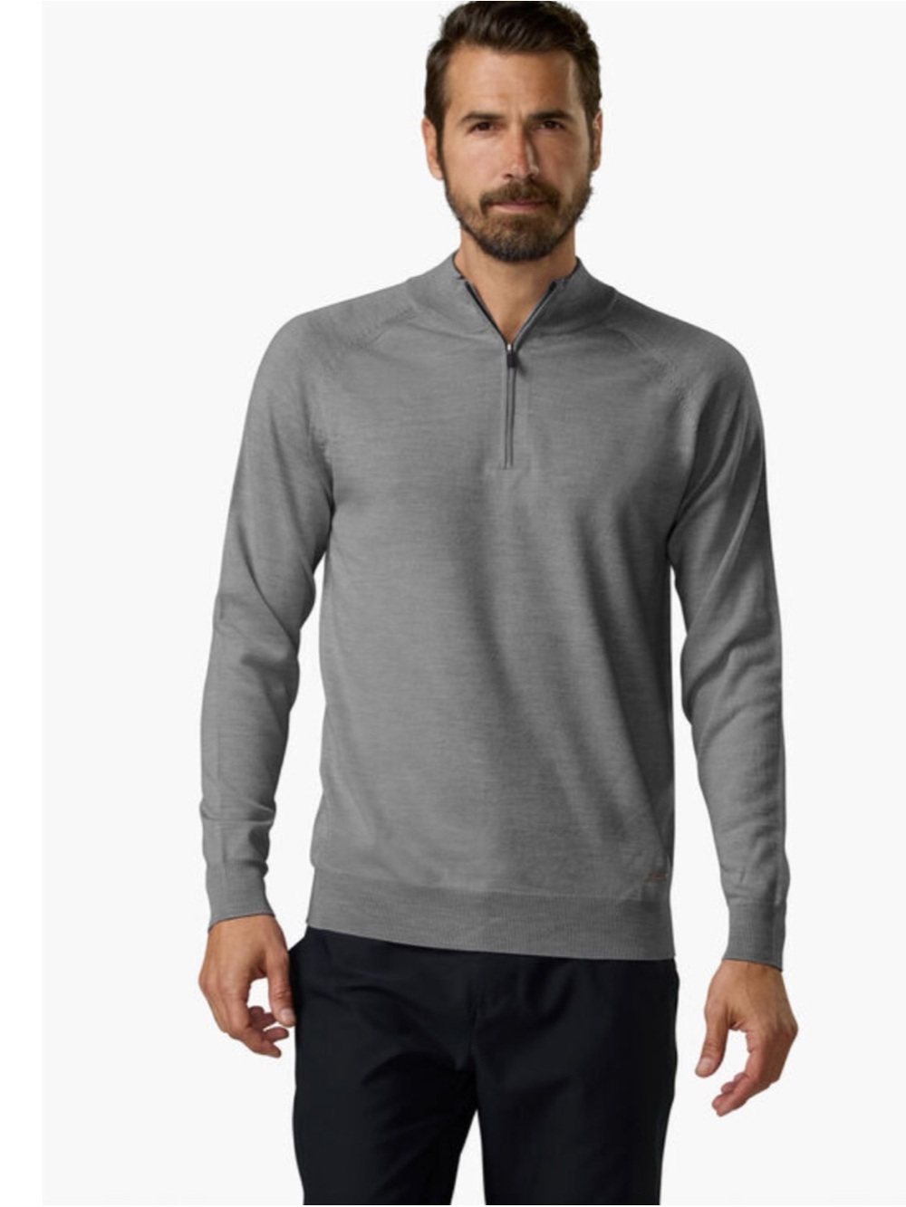 Sun Day Red Men's Heather Grey 100% Merino Wool Half-Zip Sweater Size L